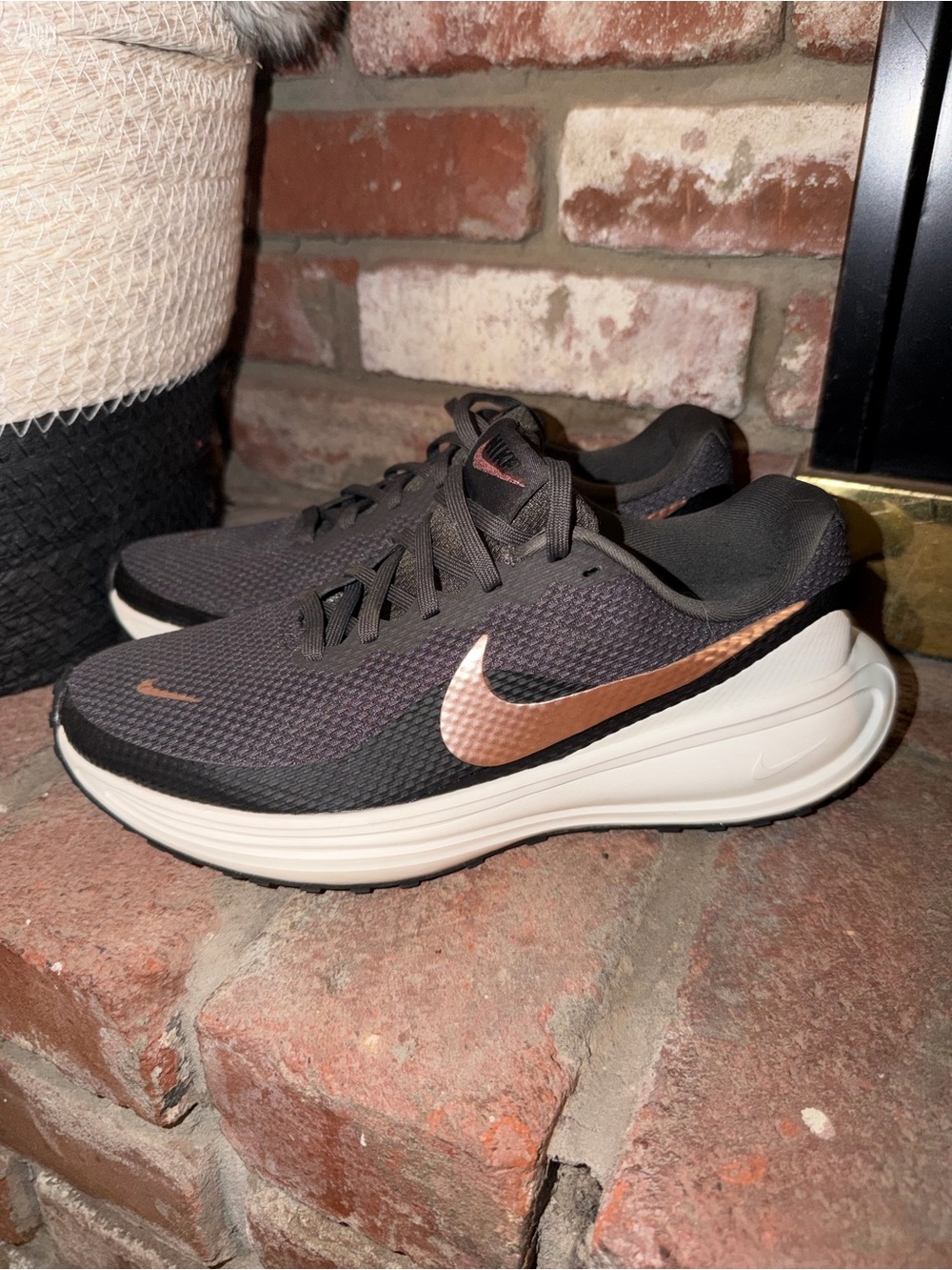 Nike Women’s Athletic Shoes - Black with Rose Gold Swoosh